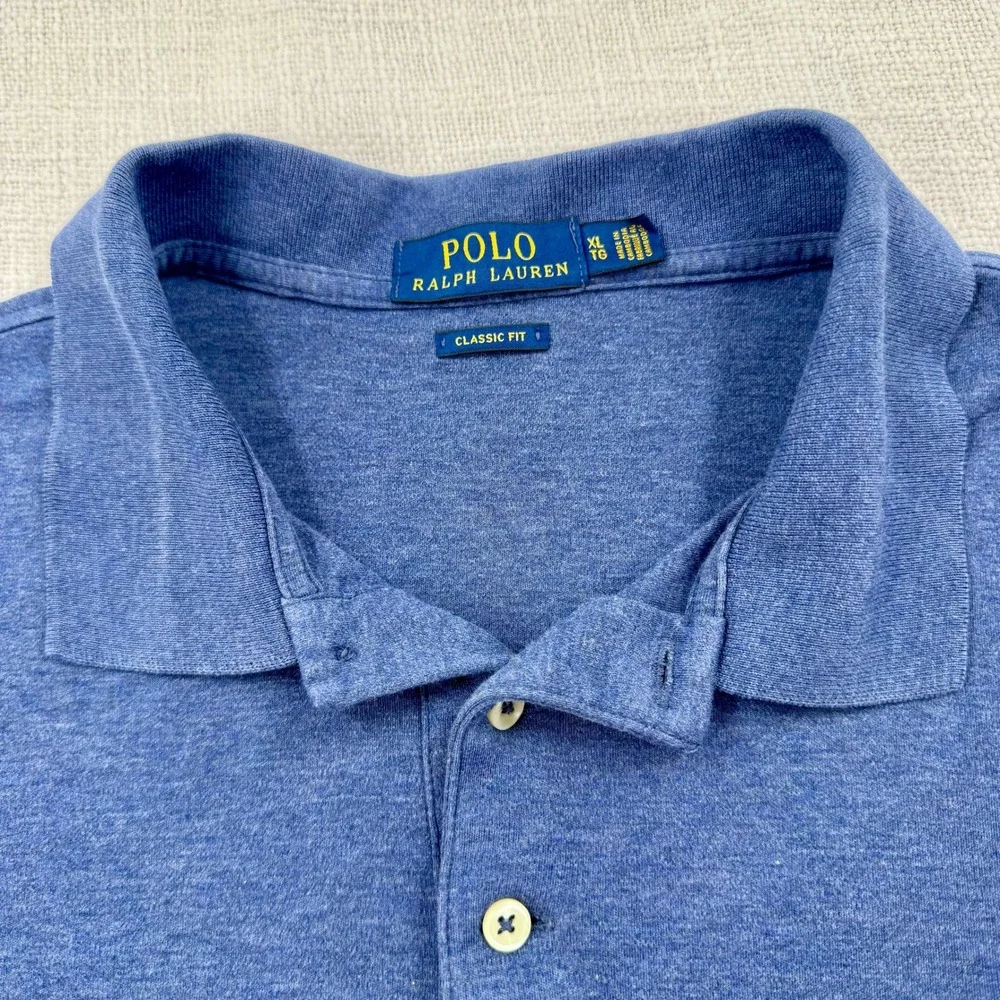 Polo Ralph Lauren Mens XL Classic Fit Blue Heather Short Sleeve Cotton Polo